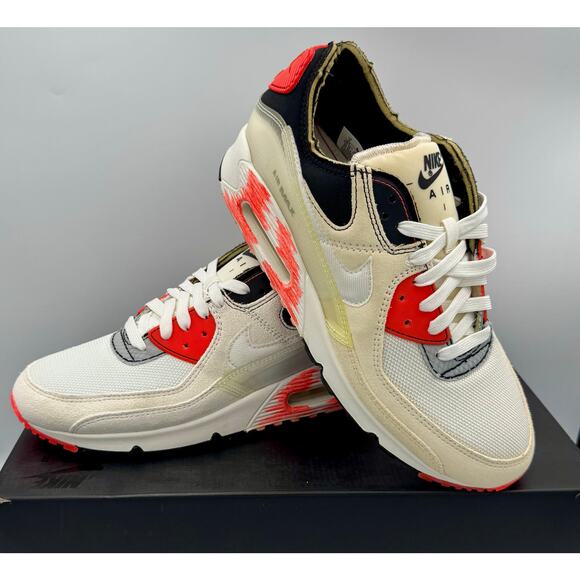 Nike Air Max 90 PRM Archetype White Crimson DC7856-100 Men's Size 9 # 421 - Picture 2 of 7